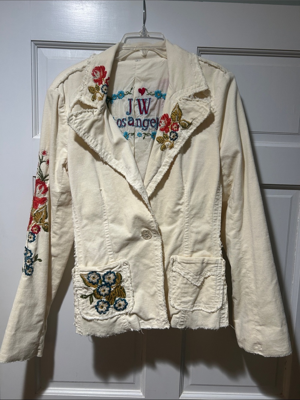 JW Los Angeles Cream Embroidered Blazer/Jacket -vintage size Large